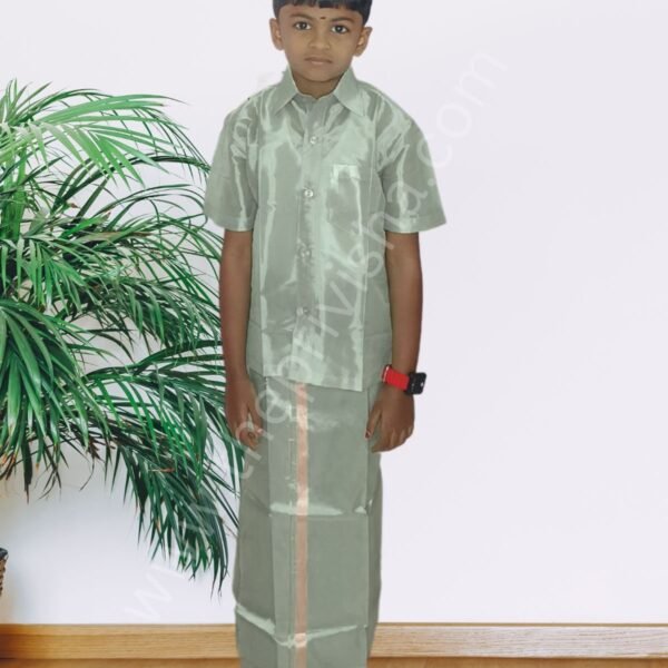 Privisha Silk Kids Shirt and Dhotis Combo Set – Premium Grey
