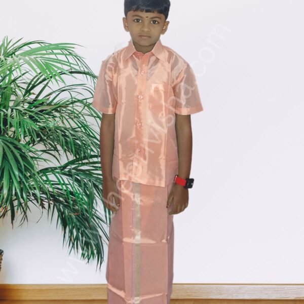 Privisha Silk Kids Shirt and Dhotis Combo Set – Royal Orange