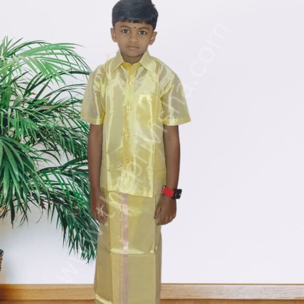 Privisha Silk Kids Shirt and Dhotis Combo Set – Zari Gold