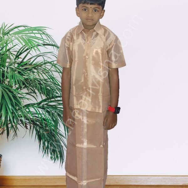 Privisha Silk Kids Shirt and Dhotis Combo Set – Coffee