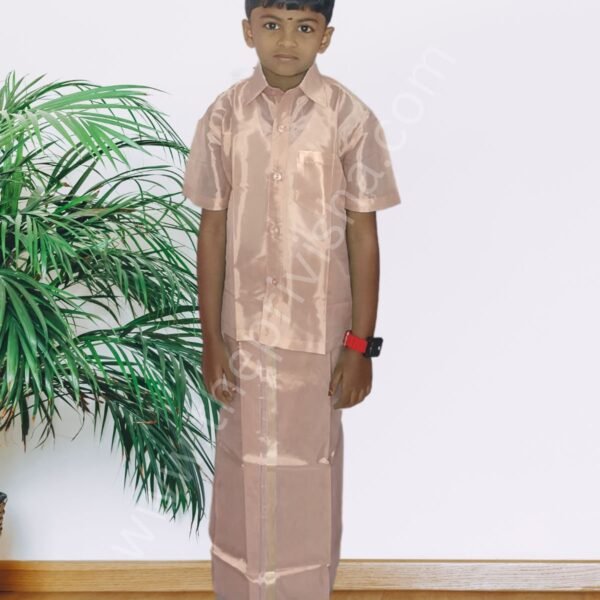 Privisha Silk Kids Shirt and Dhotis Combo Set – Copper