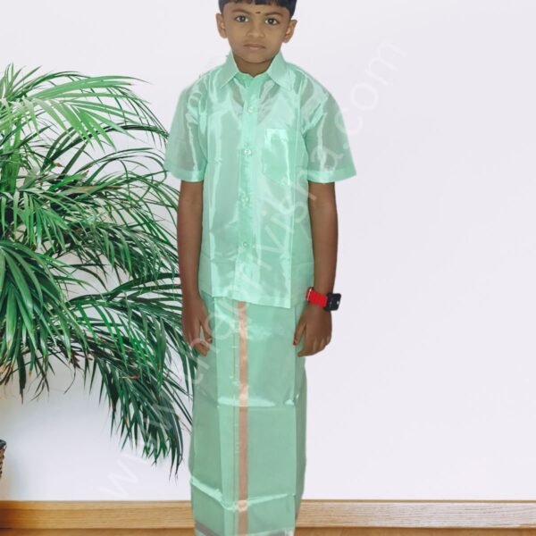 Privisha Silk Kids Shirt and Dhotis Combo Set – Elegance Green