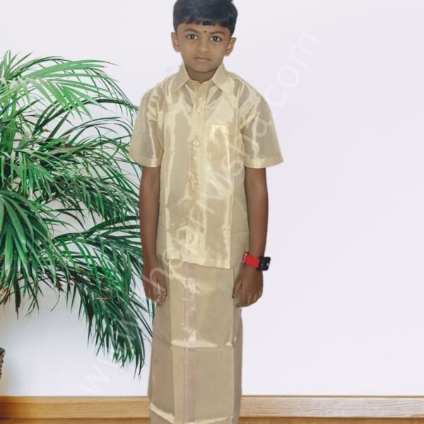 Privisha Silk Kids Shirt and Dhotis Combo Set – Gold