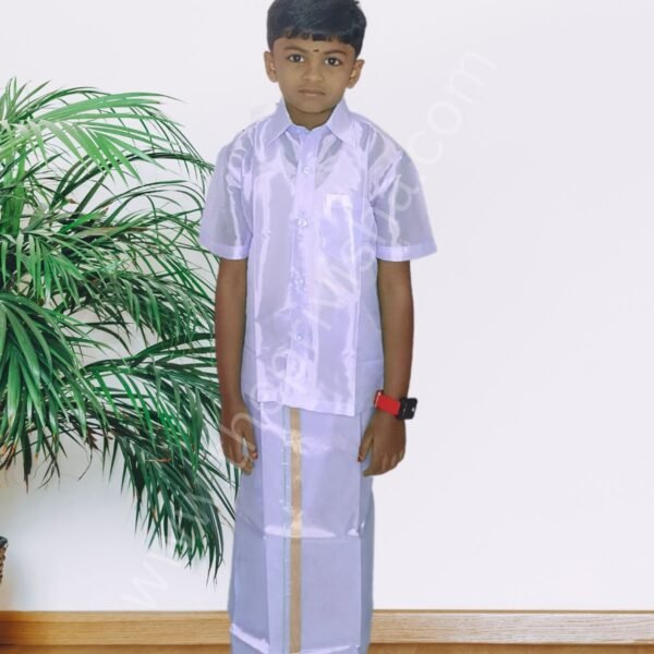 Privisha Silk Kids Shirt and Dhotis Combo Set – Lavender