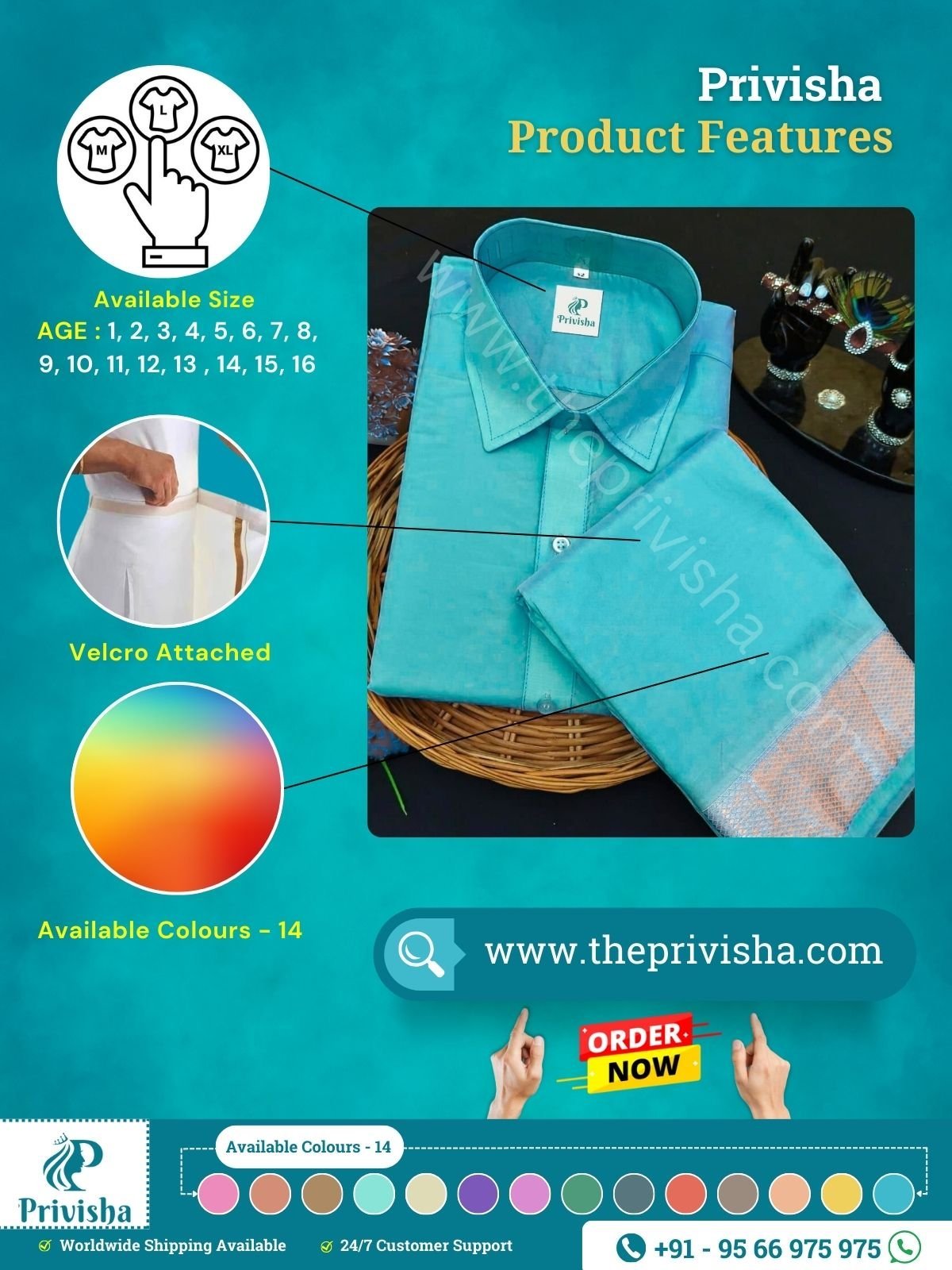 Privisha-Peacock-blue-Silk-Shirt-and-dhoti-combo-Set-features-1.jpg