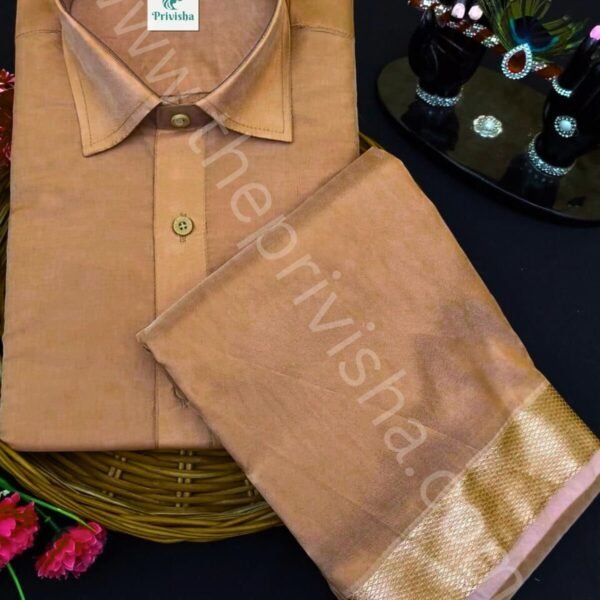 Privisha Silk Shirt and Dhotis Combo Set – Coffee