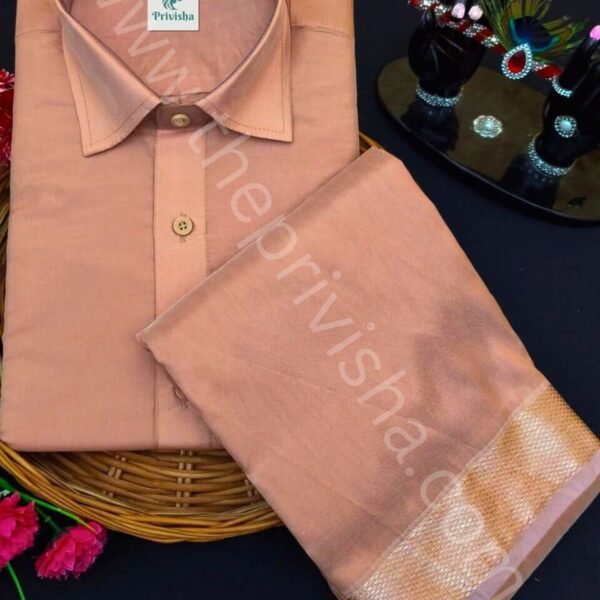 Privisha Silk Shirt and Dhotis Combo Set – Copper