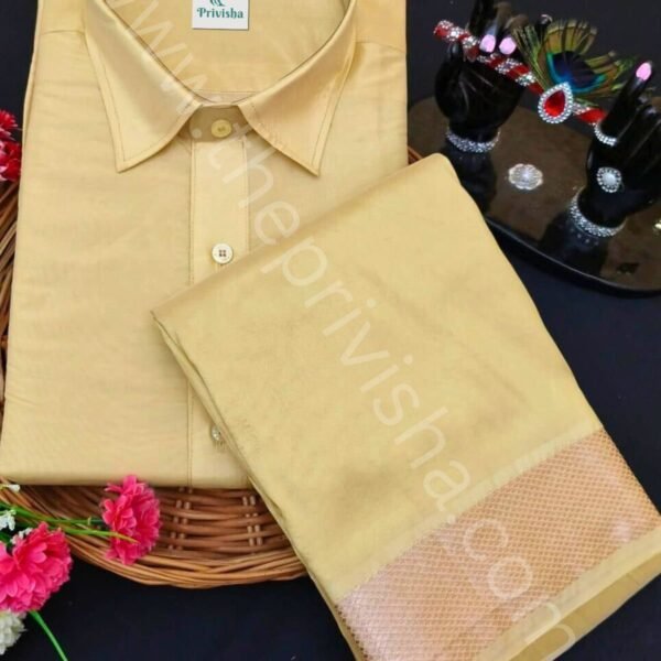 Privisha Silk Shirt and Dhotis Combo Set – Gold