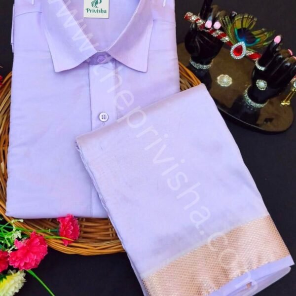Privisha Silk Shirt and Dhotis Combo Set – Lavender