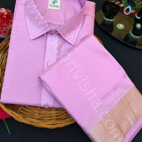 Privisha Silk Shirt and Dhotis Combo Set – Pink