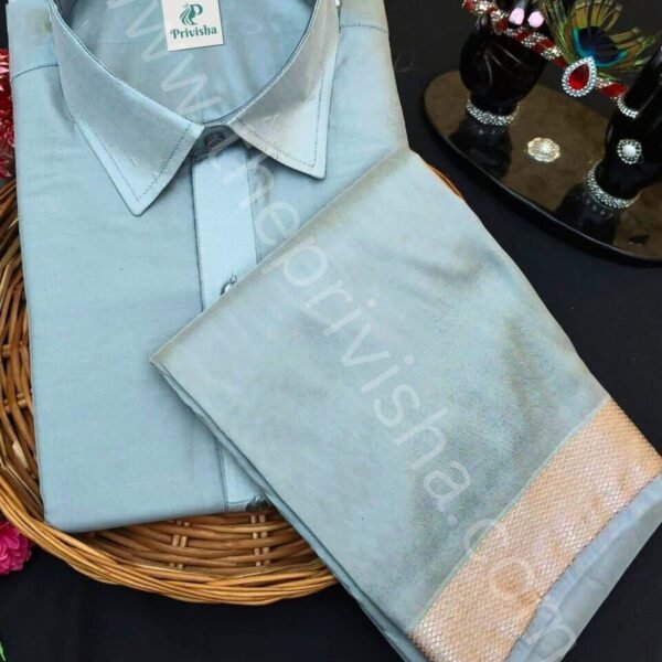 Privisha Silk Shirt and Dhotis Combo Set – Premium Grey