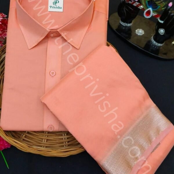 Privisha Silk Shirt and Dhotis Combo Set – Royal Orange