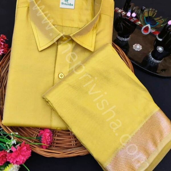 Privisha Silk Shirt and Dhotis Combo Set – Zari Gold