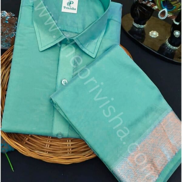 Privisha Silk Shirt and Dhotis Combo Set – Elegance Green