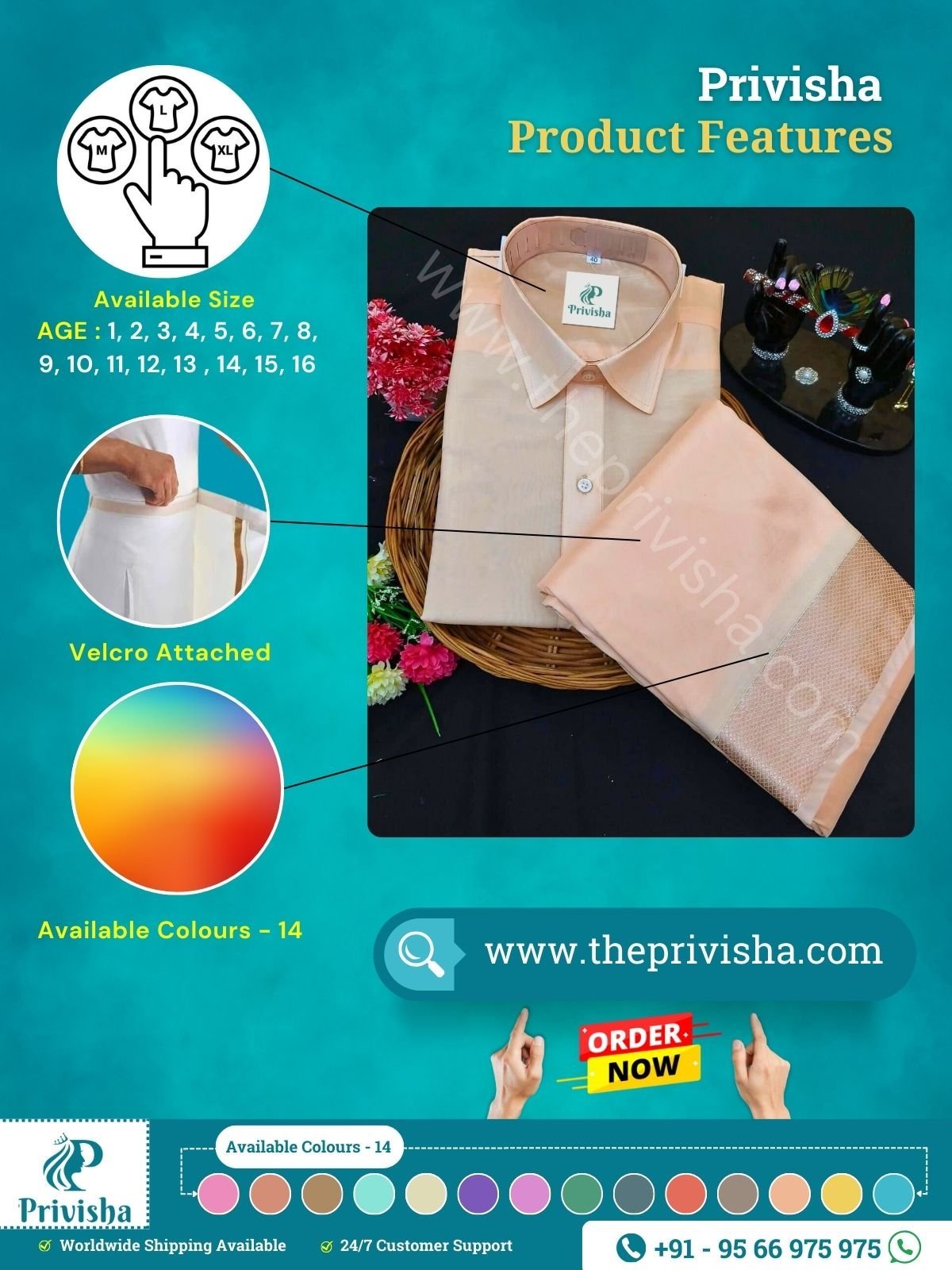 Privisha-Smoothy-Orange-Silk-Shirt-and-dhoti-combo-Set-features-1.jpg