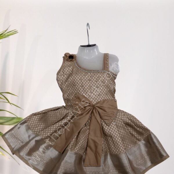 Privisha Soft Silk Gown Combo Set - Silver Green