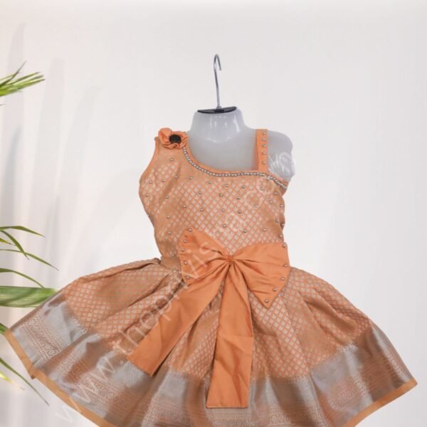 Privisha Soft Silk Gown Combo Set - Smoothy Orange