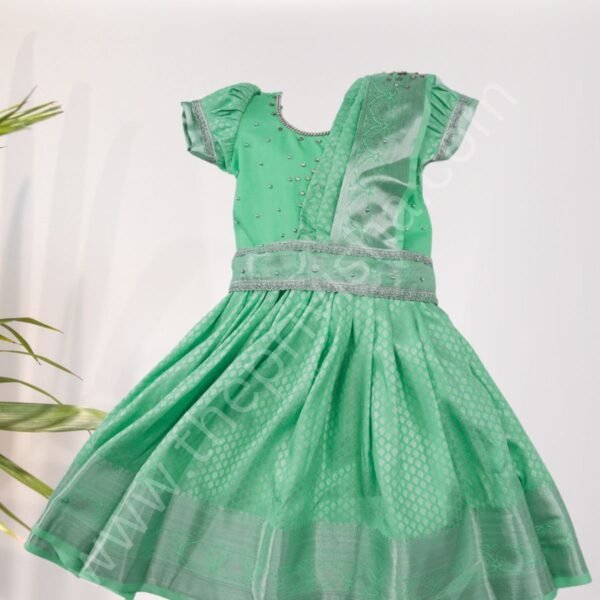 Privisha Soft Silk Pattu Pavadai Combo Set – Pista Green