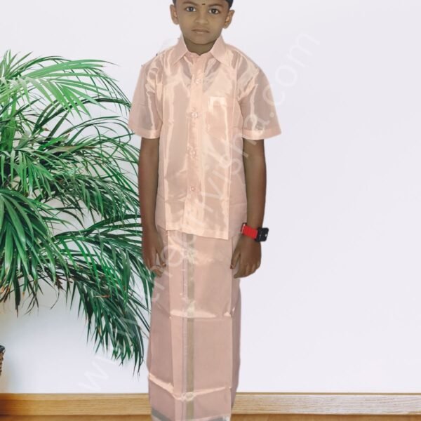 Privisha Silk Kids Shirt and Dhotis Combo Set – Smoothy Orange