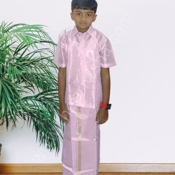 Privisha Silk Kids Shirt and Dhotis Combo Set – Baby Pink